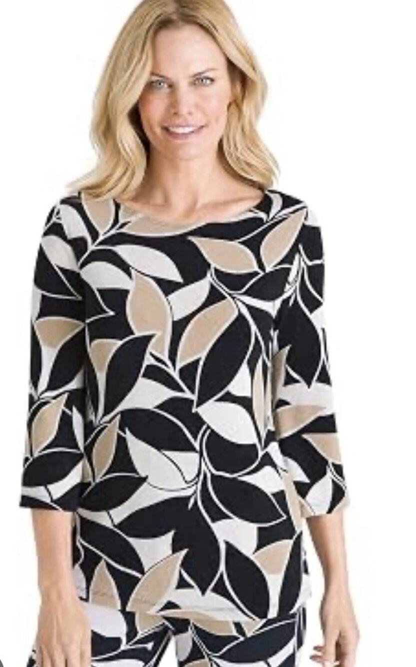 Chicos Shirt Womens 1 black Minimalist traveler knit career casual stretch 8 10